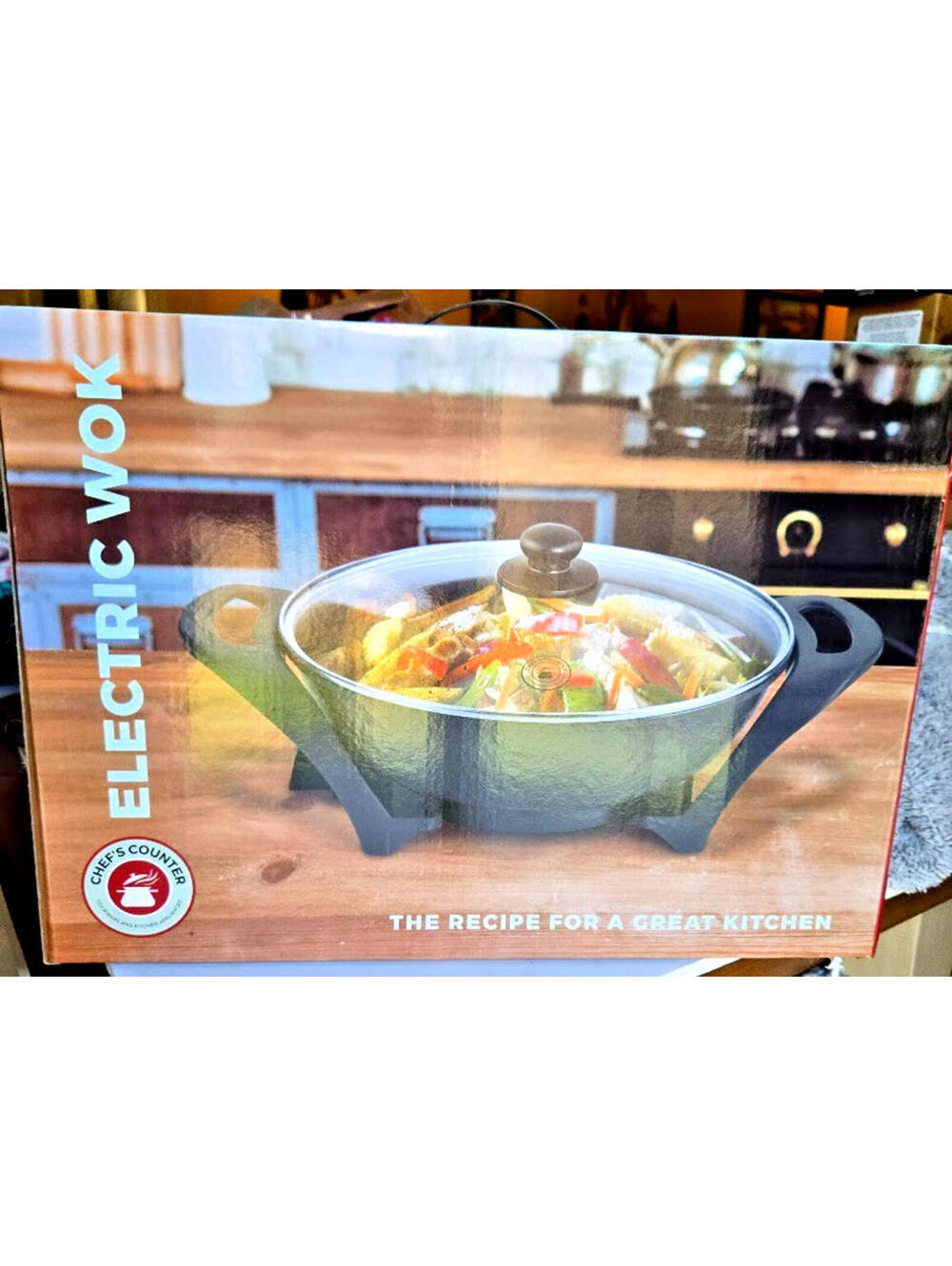 Chef's Counter Electric Wok w/ Lid 2 Layer Non Stick Cookware New in Box